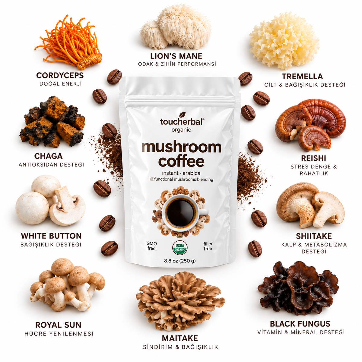 10 in 1 Mushroom Coffee - Instant Detox